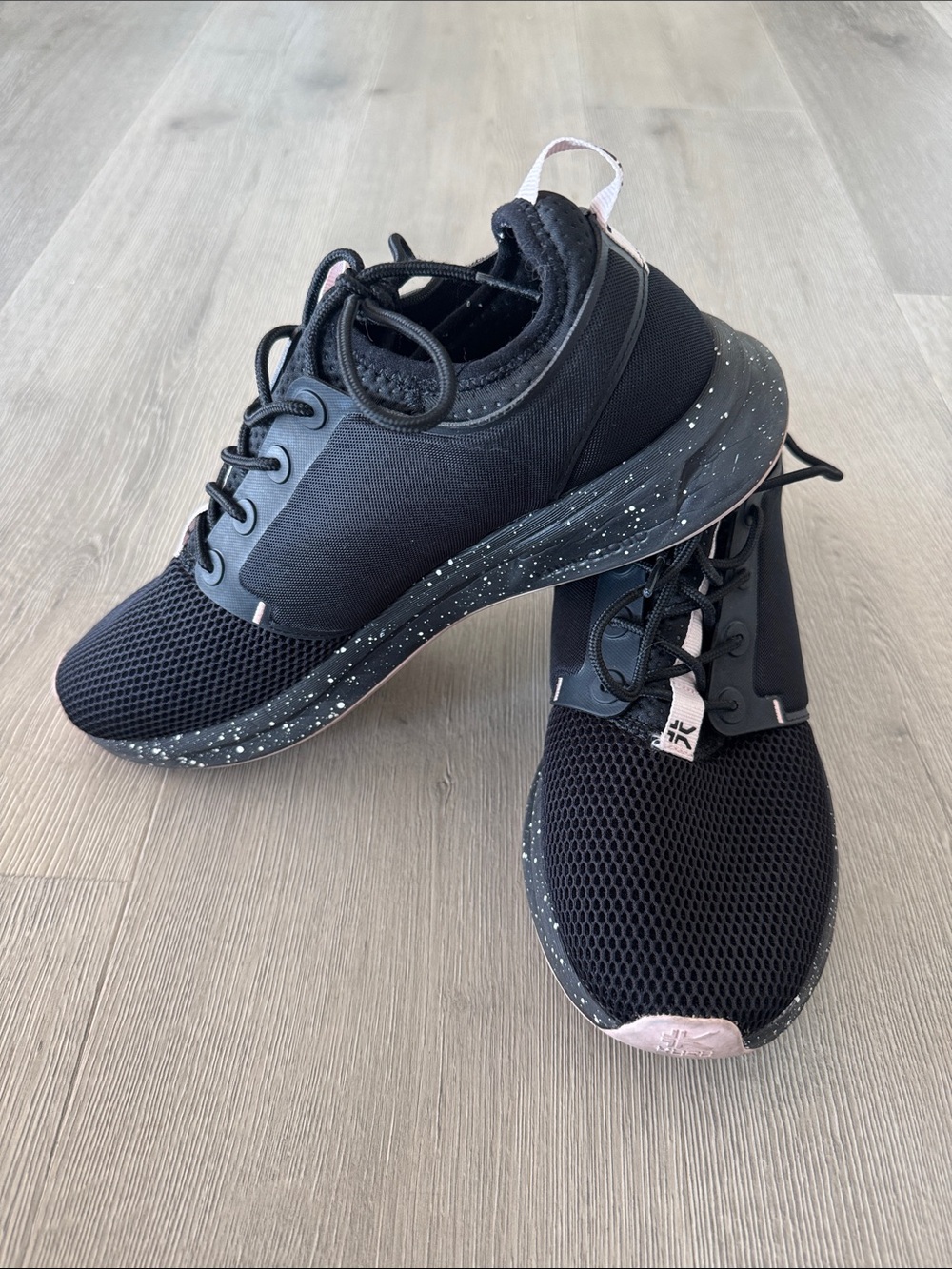 KURU Women's Black Athletic Sneakers with Light Pink Accents
